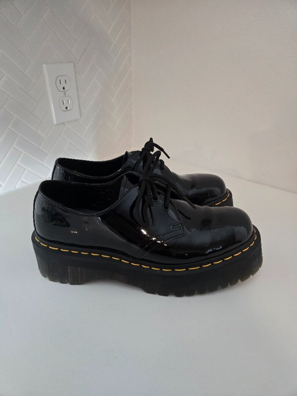 Dr. Martens 1461 Quad Black Patent Leather Oxford Derby UK7 US Mens 8 Womens 9